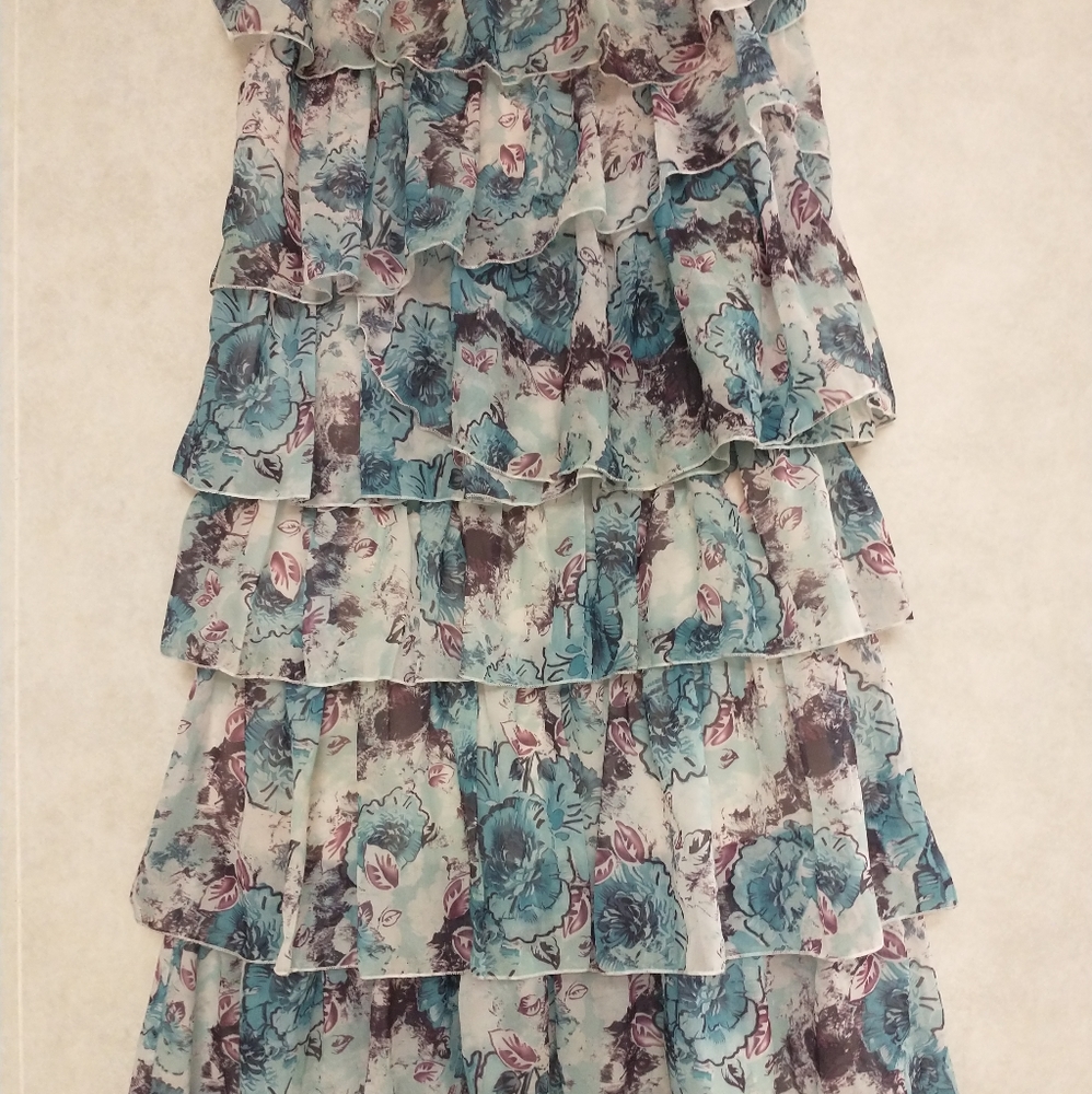 Floral ruffle maxi skirt